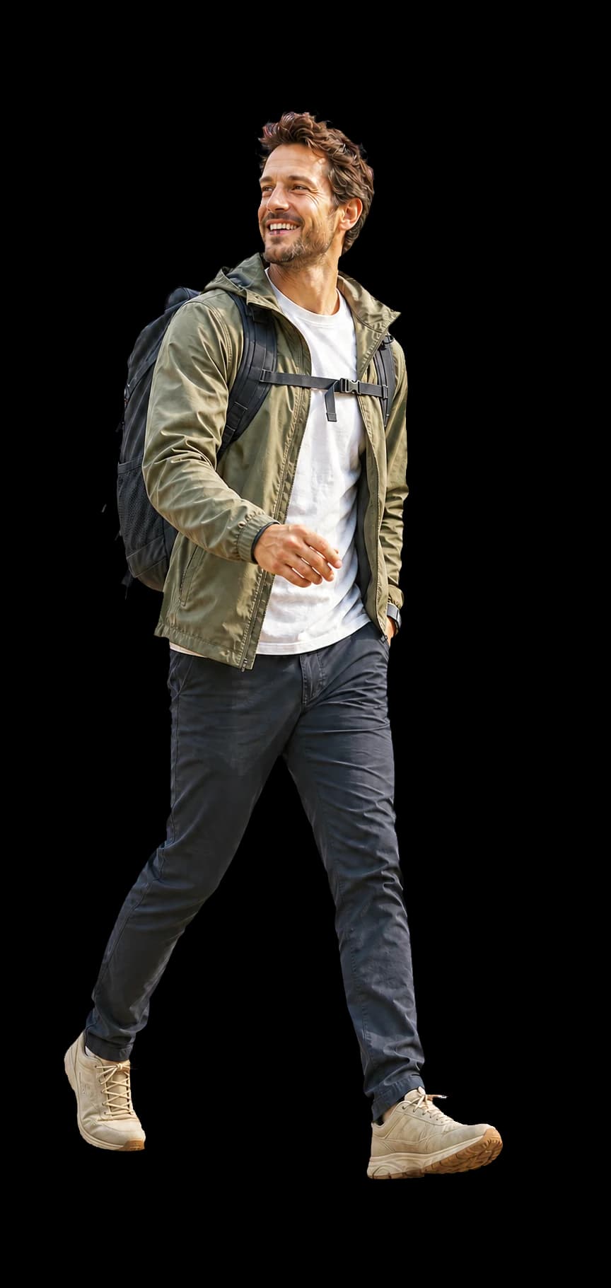 A person walking outdoors